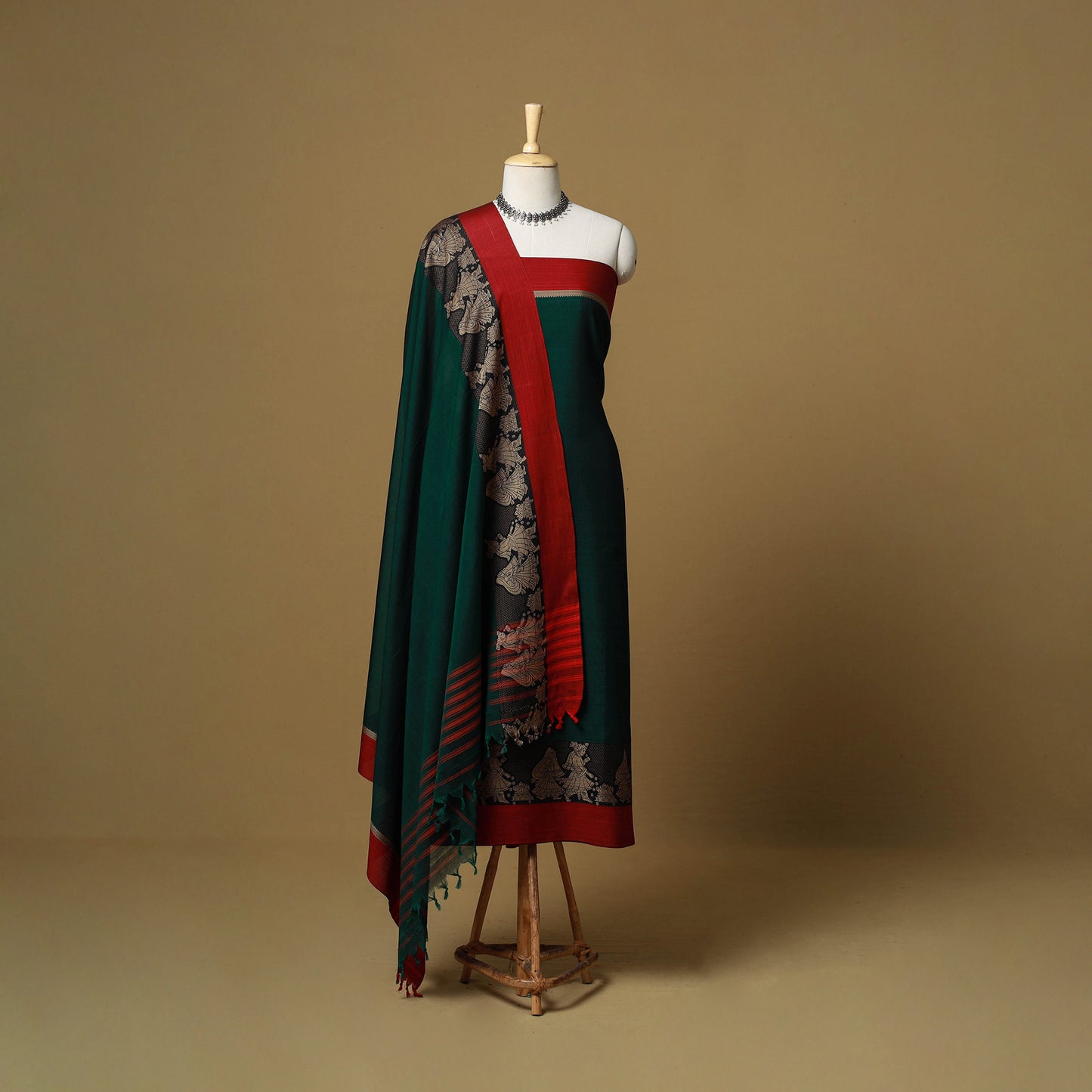 Dharwad Cotton 3pc Unstitched Dress Material with Border 65