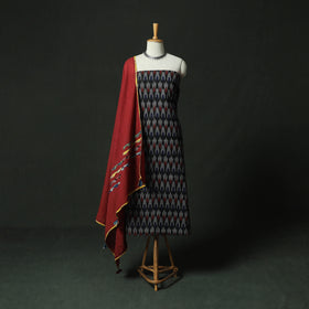 Pochampally Ikat Weave Cotton 2pc Unstitched Dress Material Kurta Set 05