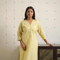 Kavya light yellow Flex Cotton Straight Plain Kurta