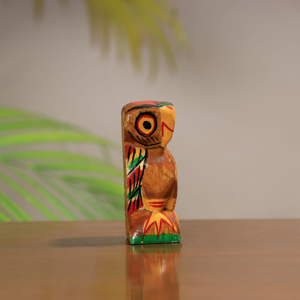 Owl - Traditional Burdwan Wood Craft Handpainted Sculpture (Tiny,Set of 2) 28