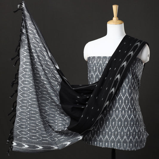 3pc Pochampally Ikat Weave Handloom Cotton Suit Material Set 29