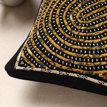 Kala Raksha Rabari Applique Hand Embroidery Cotton Cushion Cover (12 x 12 in)