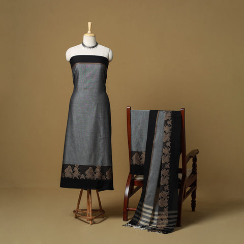 Dharwad Cotton 3pc Unstitched Dress Material with Border 66