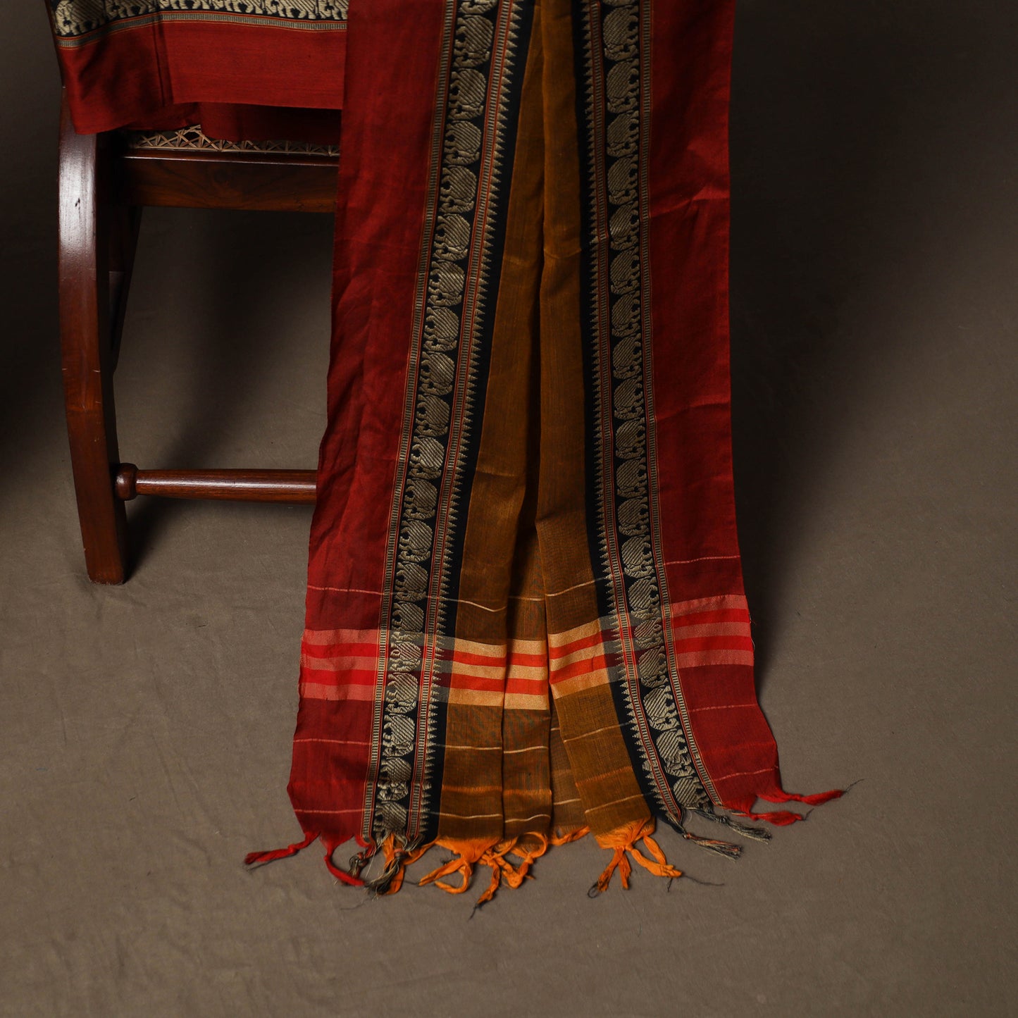 Dharwad Mercerised Cotton 3pc Unstitched Dress Material Suit Set with Woven Border 06