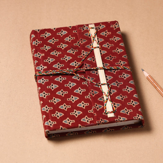 Ajrakh Fabric Cover Handmade Paper Notebook with Thread Lock