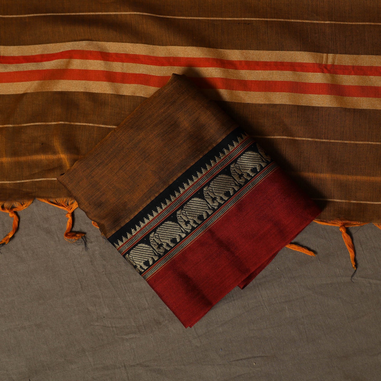 Dharwad Mercerised Cotton 3pc Unstitched Dress Material Suit Set with Woven Border 06