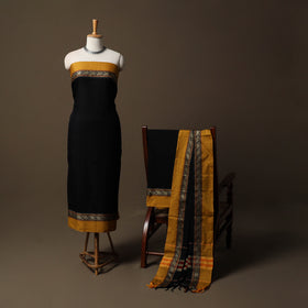 Dharwad Mercerised Cotton 3pc Unstitched Dress Material Suit Set with Woven Border 07