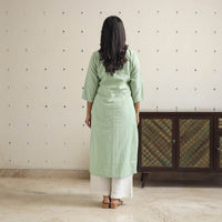 Nehmat Pista Green Flex Cotton Straight Plain Kurta