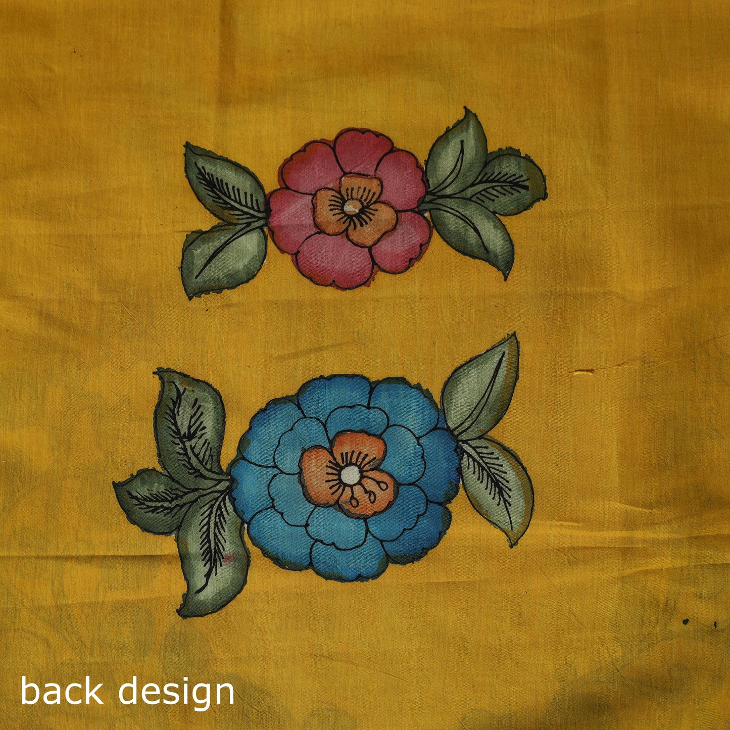 Handpainted Srikalahasti Pen Work Kalamkari Bangalore Silk 2pc Unstitched Dress Material Kurta Set 24