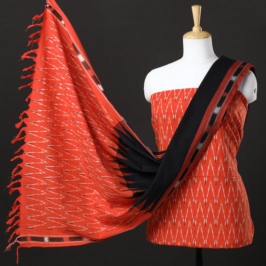 3pc Pochampally Ikat Weave Handloom Cotton Suit Material Set 31