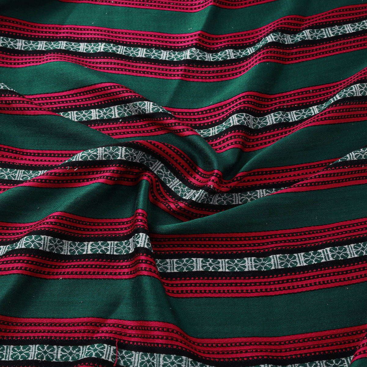 Pure Handwoven Bharashai Mashru Fabric (Width - 21 in) 08