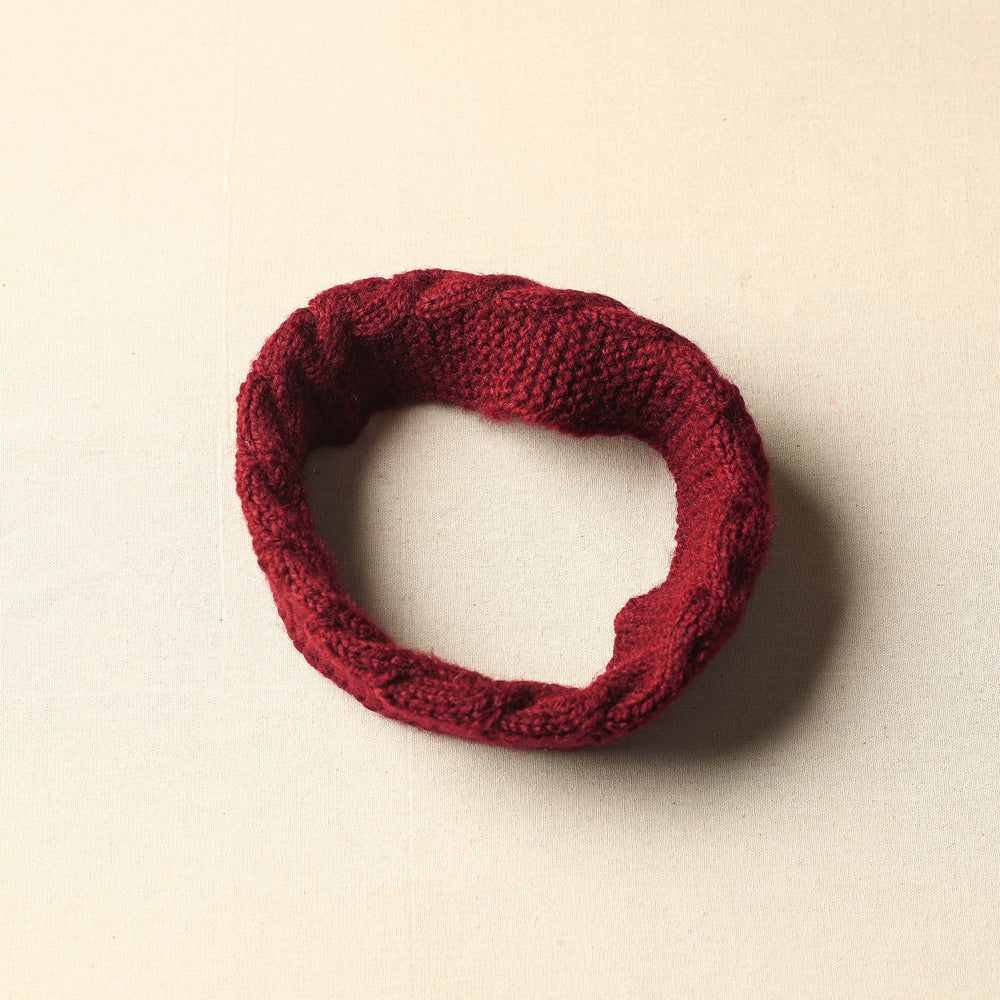 Maroon - Kumaun Hand Knitted Woolen Warm Headband 38