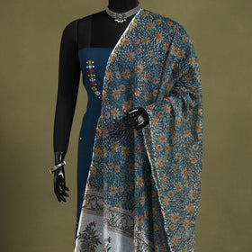 Blue - kota doria cotton sanganeri floral dupatta 26