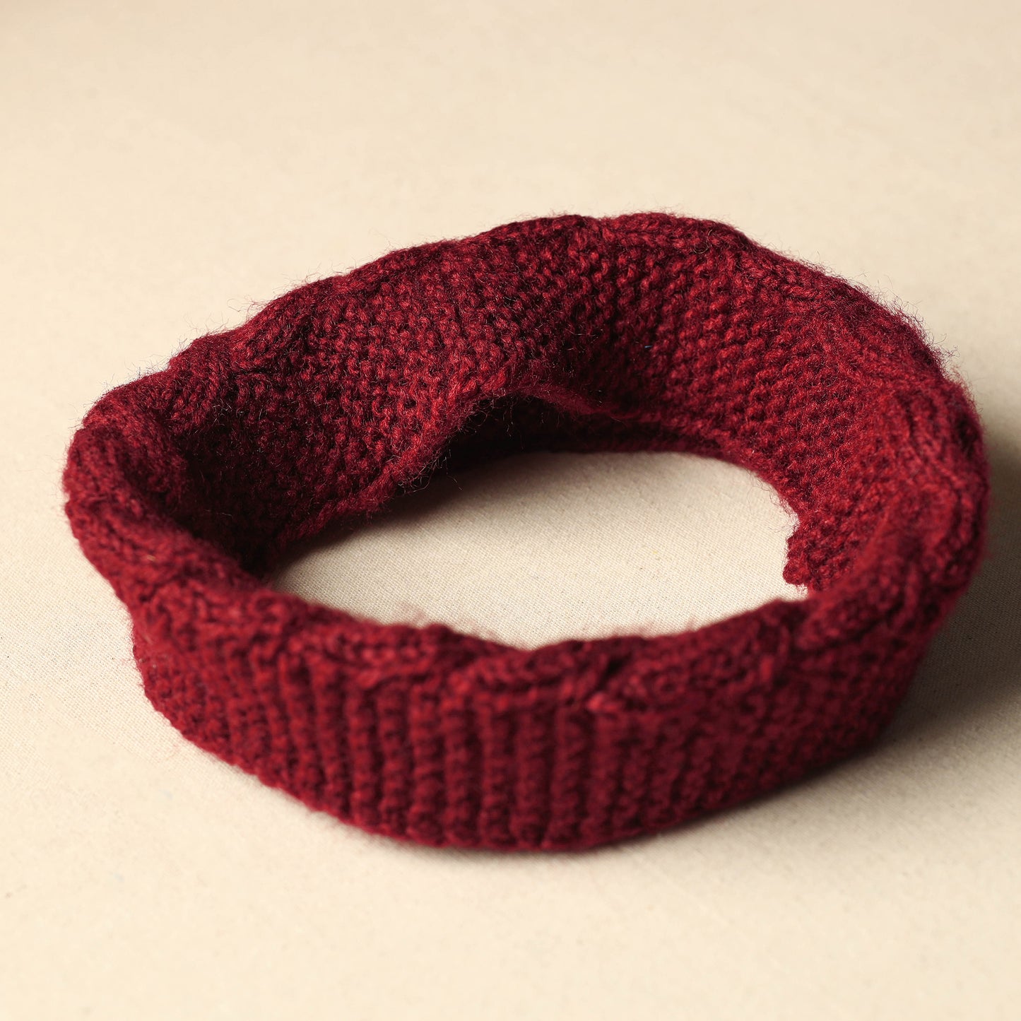 Maroon - Kumaun Hand Knitted Woolen Warm Headband 38