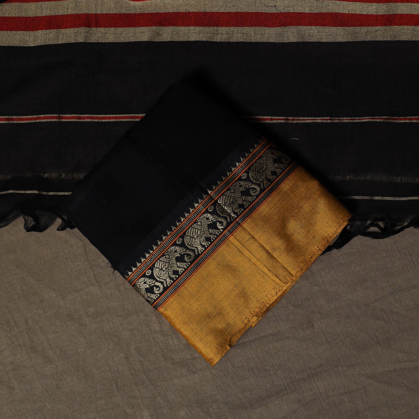 Dharwad Mercerised Cotton 3pc Unstitched Dress Material Suit Set with Woven Border 07