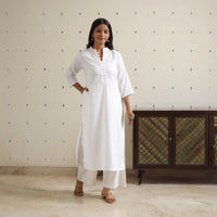 Zeenat White Flex Cotton Straight Plain Kurta