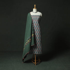 Pochampally Ikat Weave Cotton 2pc Unstitched Dress Material Kurta Set 07