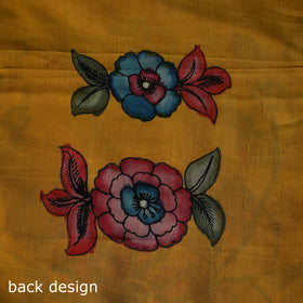 Handpainted Srikalahasti Pen Work Kalamkari Bangalore Silk 2pc Unstitched Dress Material Kurta Set 25