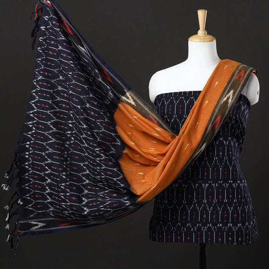 3pc Pochampally Ikat Weave Handloom Cotton Suit Material Set 33