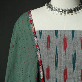 Pochampally Ikat Weave Cotton 2pc Unstitched Dress Material Kurta Set 07