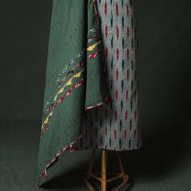 Pochampally Ikat Weave Cotton 2pc Unstitched Dress Material Kurta Set 07