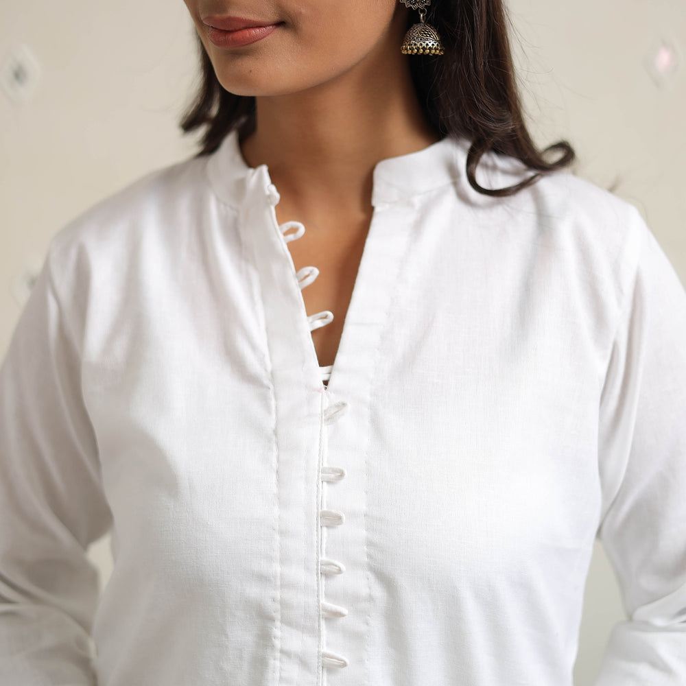 Zeenat White Flex Cotton Straight Plain Kurta