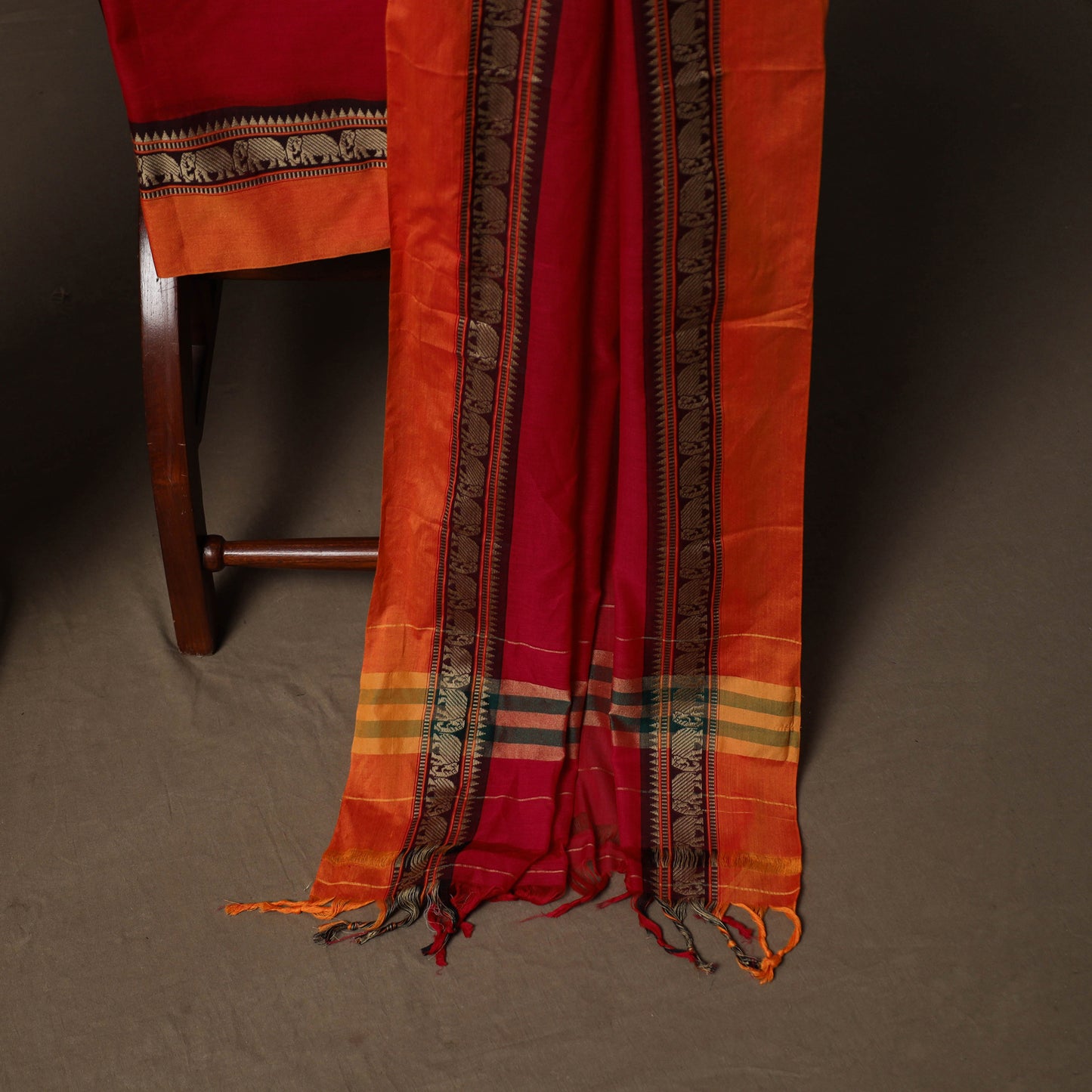 Dharwad Mercerised Cotton 3pc Unstitched Dress Material Suit Set with Woven Border 08