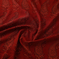 Red - Natural Dyed Bagh Block Print Mul Cotton Fabric 01