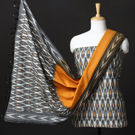 3pc Pochampally Ikat Weave Handloom Cotton Suit Material Set 35