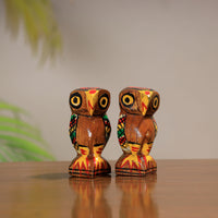 King & Queen - Traditional Burdwan Wood Craft Handpainted Sculpture (Tiny, Set of 2) 32