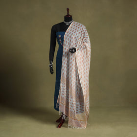 White - kota doria cotton sanganeri floral dupatta 29