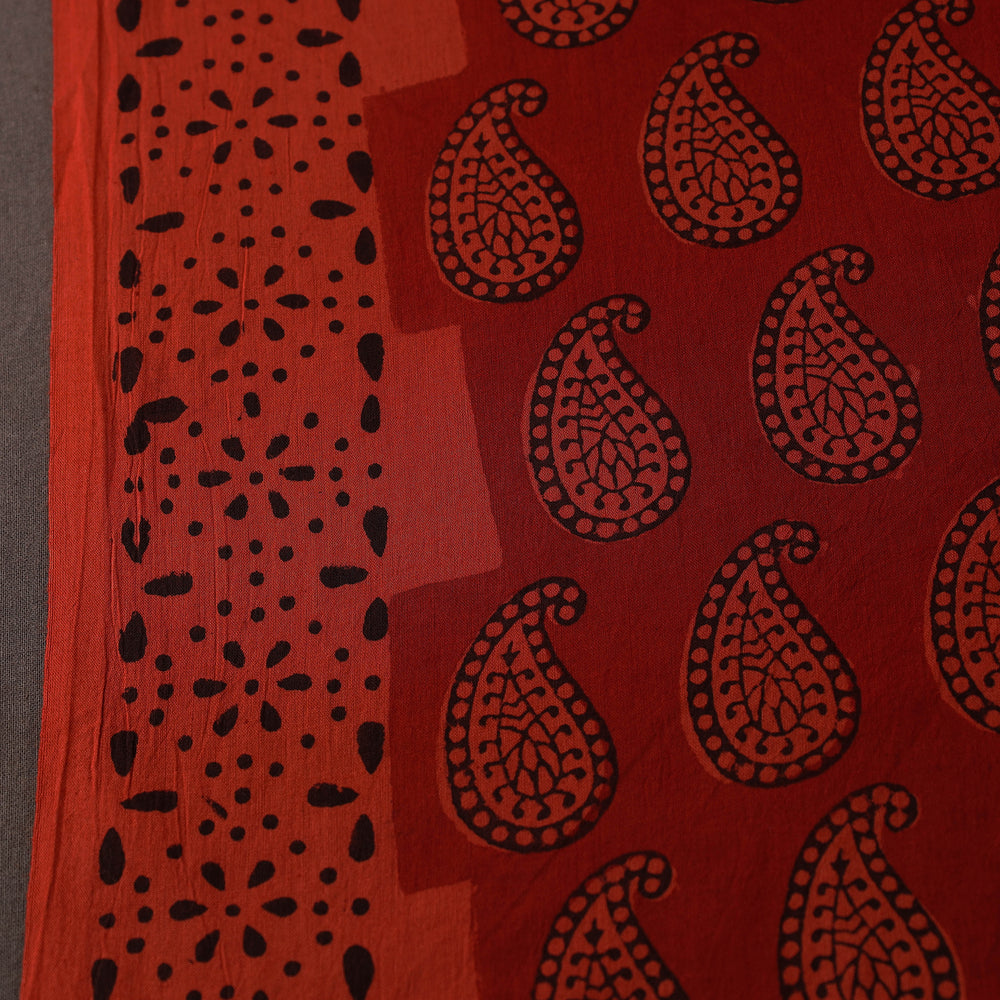 Red - Natural Dyed Bagh Block Print Mul Cotton Fabric 03