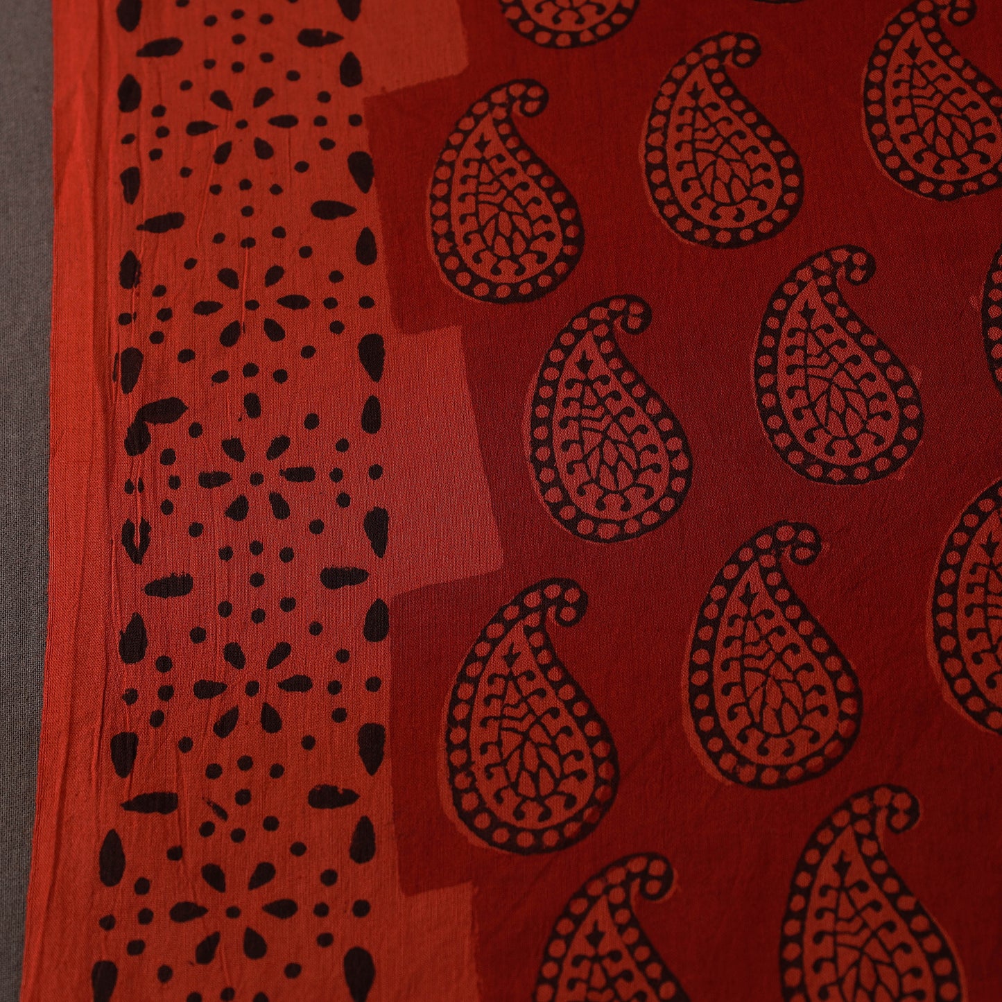 Red - Natural Dyed Bagh Block Print Mul Cotton Fabric 03