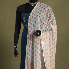 White - kota doria cotton sanganeri floral dupatta 29