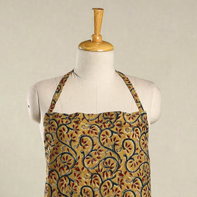 Yellow Kalamkari Block Print Cotton Apron with Pocket