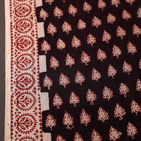 Brown - Natural Dyed Bagh Block Print Mul Cotton Fabric 04