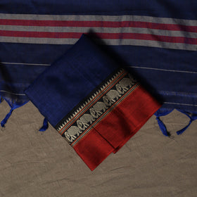 Dharwad Mercerised Cotton 3pc Unstitched Dress Material Suit Set with Woven Border 09