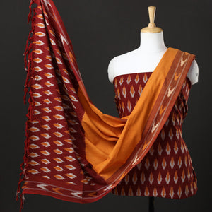 3pc Pochampally Ikat Weave Handloom Cotton Suit Material Set 37