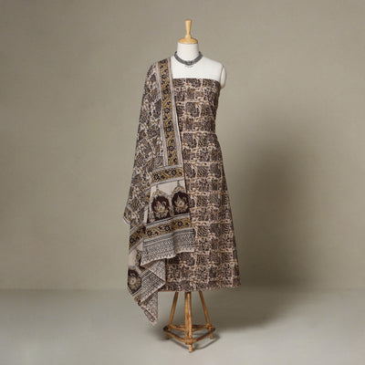 Beige - 2pc pedana cotton unstitched kalamkari dress