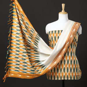 3pc Pochampally Ikat Weave Handloom Cotton Suit Material Set 38