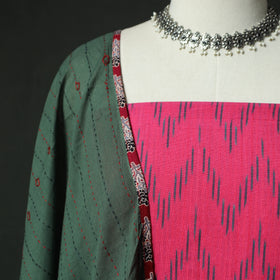 Pochampally Ikat Weave Cotton 2pc Unstitched Dress Material Kurta Set 08