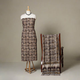 Beige - 2pc pedana cotton unstitched kalamkari dress