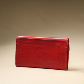 Red Handcrafted Kutch Jat Embroidery Leather Wallet