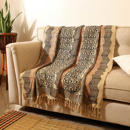 Handloom Jaipur Block Printed Cotton Sofa Throw (78 x 51 in)