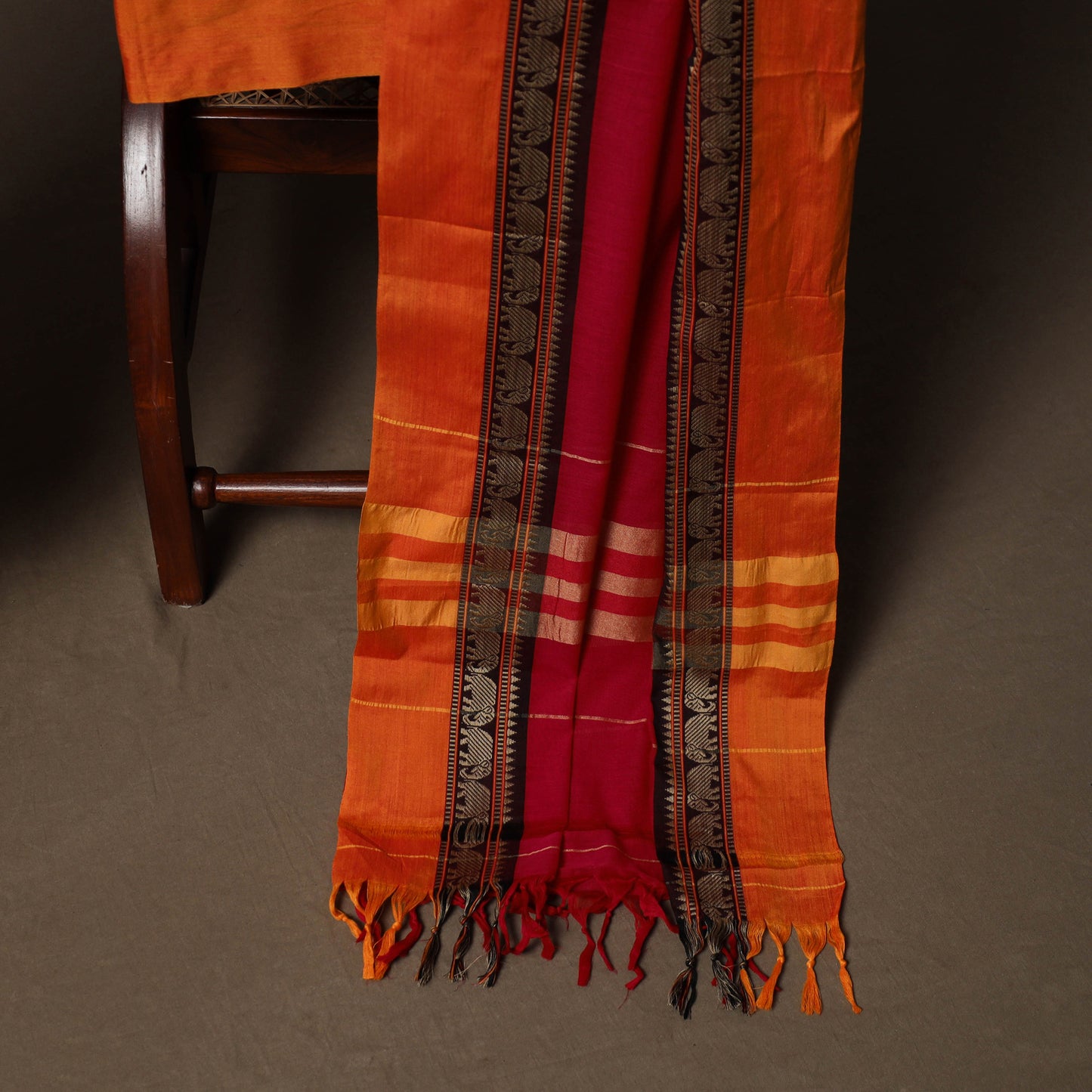 Dharwad Mercerised Cotton 3pc Unstitched Dress Material Suit Set with Woven Border 10
