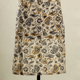 Beige - kalamkari cotton apron with pocket 21 - handcrafted