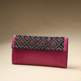 Pink Handcrafted Kutch Jat Embroidery Leather Wallet
