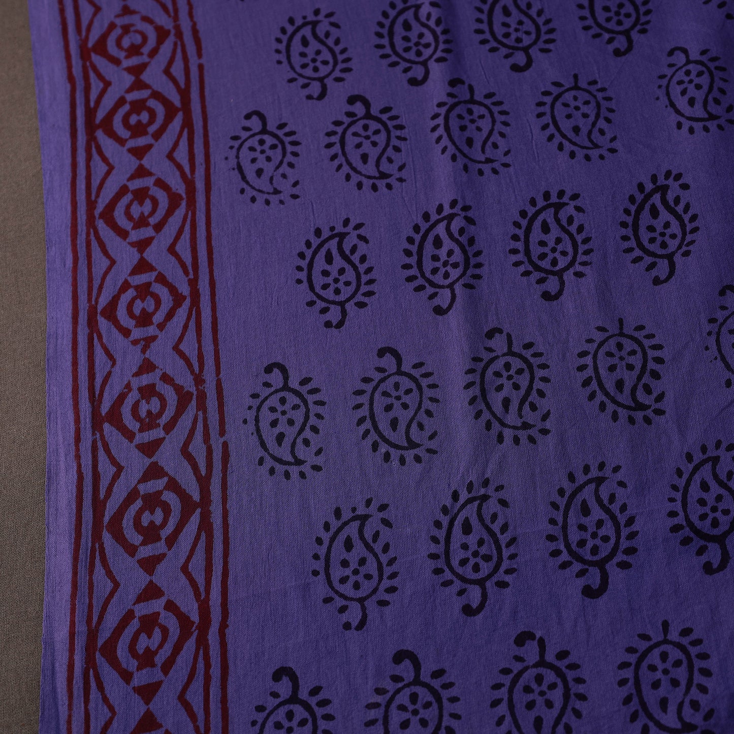 Purple - Natural Dyed Bagh Block Print Mul Cotton Fabric 06