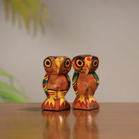 King & Queen - Traditional Burdwan Wood Craft Handpainted Sculpture (Tiny, Set of 2) 34