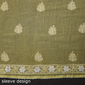 Yellow 2pc Kota Doria Cotton Lucknow Chikankari Dress Material 